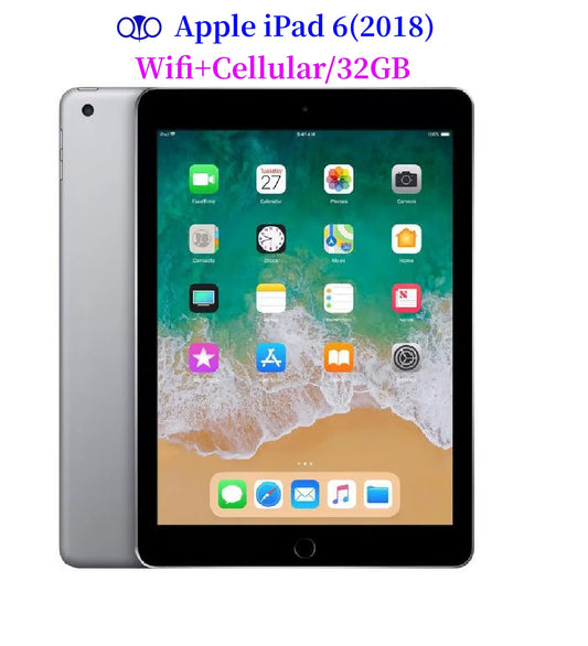 Original Unlocked Apple iPad 9.7'' 2018 iPad 6th Gen Wifi+Cellular 32GB 9.7'' A10 Fusion IPS LCD iPad iOS 11.3 95% New Tablet