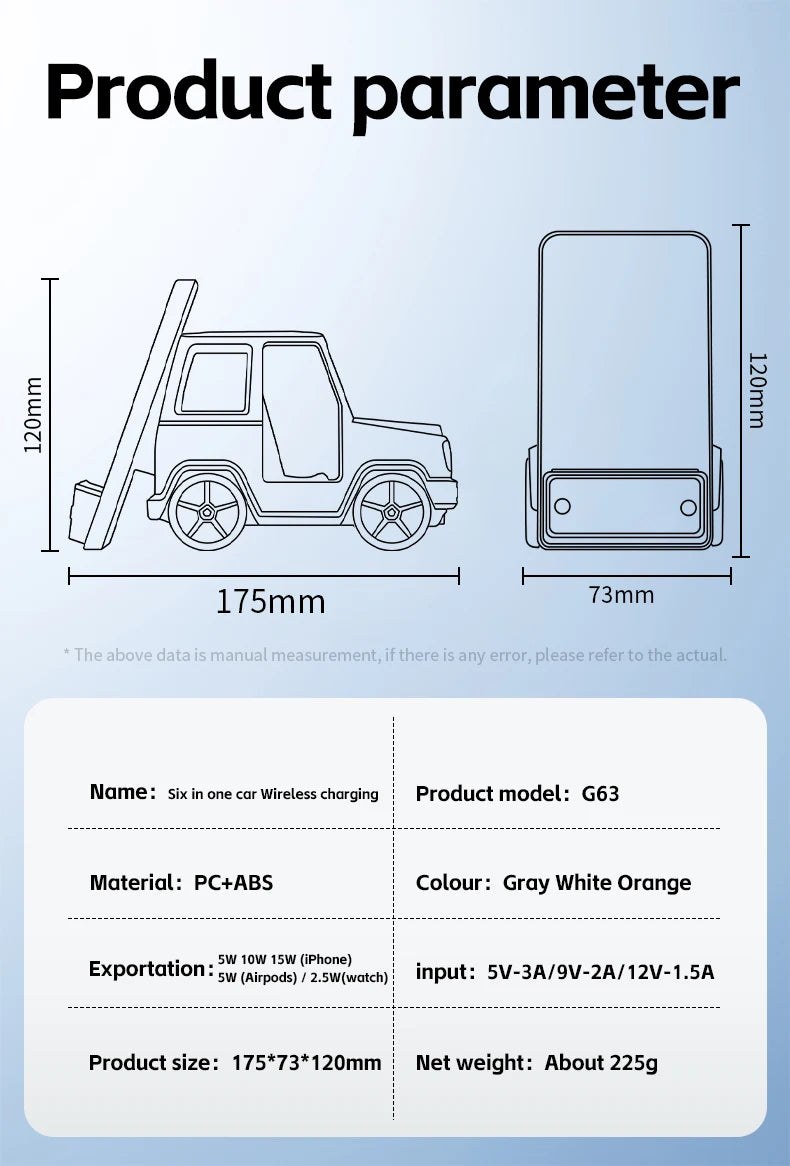 2025 September New Design Double Coil Design Forklift Wireless Charger 6 in 1 Phone Wireless Charger for iPhone Earphone Watch