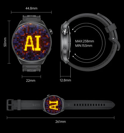 KUMI GW6 Smart Watch with ChatGPT AI Assistant, 1.43" AMOLED Display, Bluetooth Call, 100+ Faces, Fitness Tracker,  Waterproof