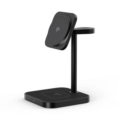 LULULOOK Qi2 3 in 1 Wireless Charging Station,Aluminum 15W Fast Mag-Safe Charger Stand for iPhone 17 16 15 14,5W for Apple Watch