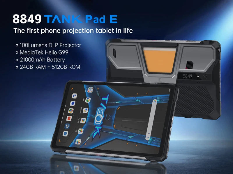 8849 TANK PAD E Unihertz Rugged Projector Tablet Android 14 Smartphone 10.95 inch 120Hz 24GB 512G 21000mAh 50MP 66W Phone Tablet