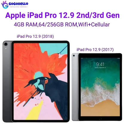 Original Apple iPad Pro 12.9'' 2017/2018 Unlocked iPad 2nd/3rd Gen Wifi+Cellular ROM 64/256GB RAM 4GB 12MP IPS LCD iOS 96% New - Universal Market