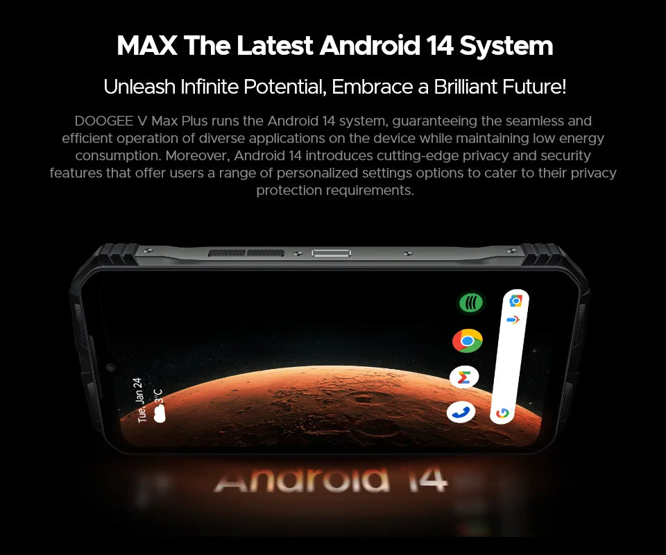 Global Version DOOGEE V Max Plus Rugged Phone 6.58" 120Hz 36GB(16+20) 512GB 200MP Ai Camera 22000mAh Lighting effect Android 14