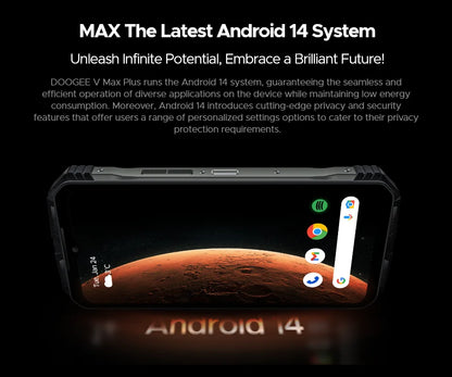 Global Version DOOGEE V Max Plus Rugged Phone 6.58" 120Hz 36GB(16+20) 512GB 200MP Ai Camera 22000mAh Lighting effect Android 14