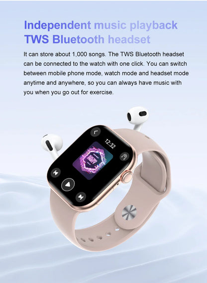 For Apple DT Watch X Mini Smart Watch 3D Menu Video AI Voice NFC Sports Record Health Test 1.85 Inch AMOLED Women Smartwatch