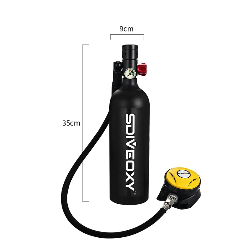 Scuba Diving Oxygen Tank  1L Cylinder Underwater Breather for  with Breathing Valve A Set - Universal Market