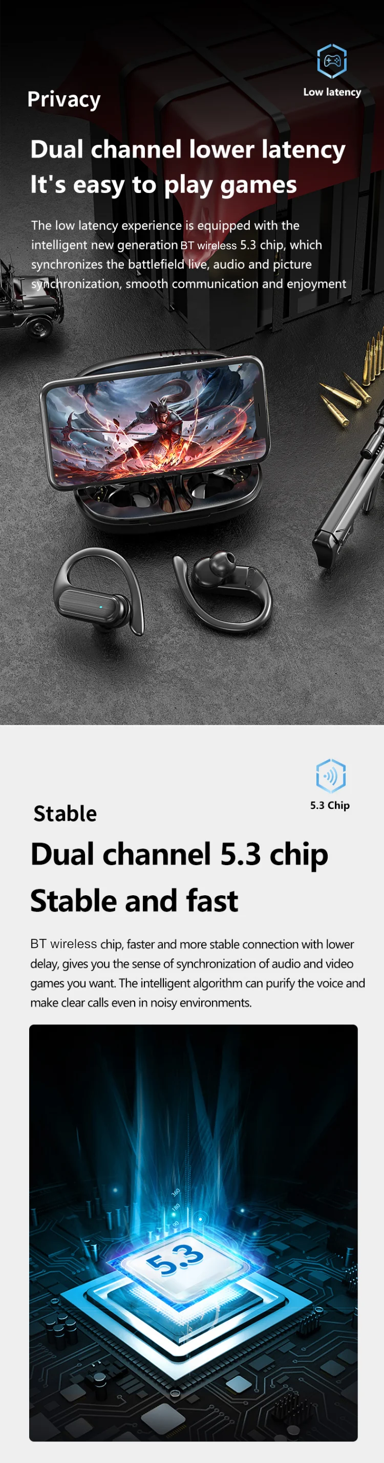 Original Brand A520 Touch Control Bluetooth 5.3 HiFI Stereo Waterproof Earphone TWS Earphone Wireless Sports Earphone with Mic - Universal Market