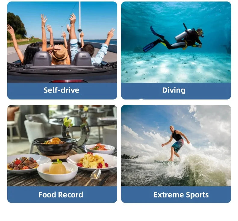 1080P HD Outdoor Sports Camera Anti-shake Waterproof WiFi Action Camera Long Battery Life Hands-Free 120° Wide-angle 1080P