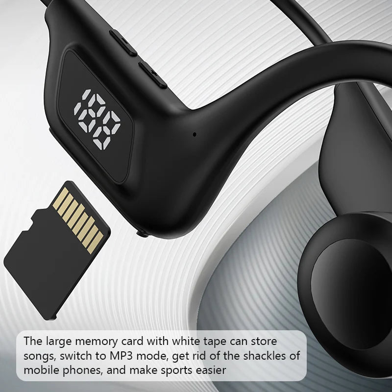 JS7 Bone Conduction Headphones Tf Card Digital Display Fone Headset Hands-free Call Auriculares Sports Open-ear Earphone - Universal Market