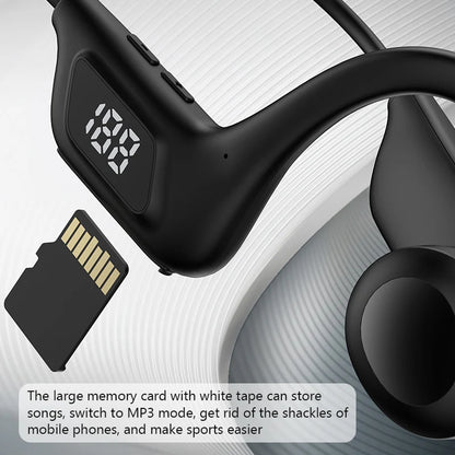 JS7 Bone Conduction Headphones Tf Card Digital Display Fone Headset Hands-free Call Auriculares Sports Open-ear Earphone - Universal Market