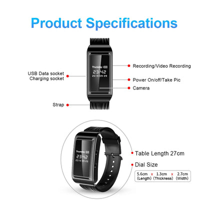 Mini Camera Watch Voice Video Recorder 1080P HD DV Professional Digital Bracelet Dictaphone Sound Small Micro For Home Secure - Universal Market