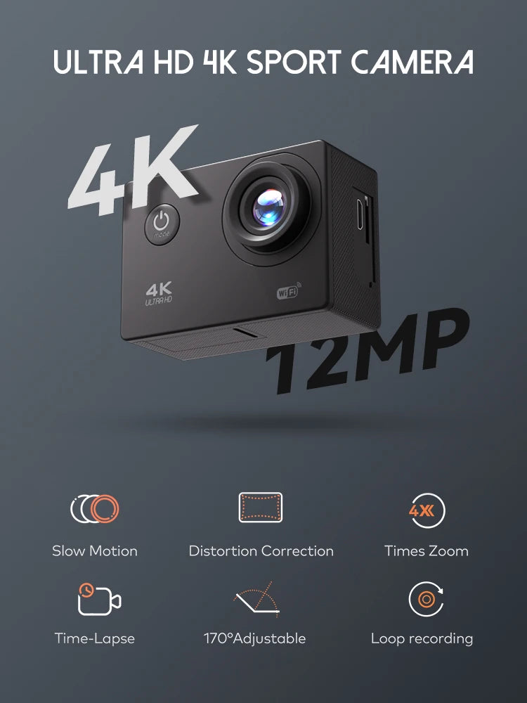 D800 Action Camera Ultra HD 4K/30FPS WiFi 2.0" 170DGPS Screen Helmet Video Recording 4X Zoom Underwater Waterproof Sports Camera