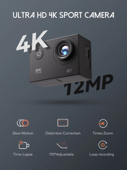 D800 Action Camera Ultra HD 4K/30FPS WiFi 2.0" 170DGPS Screen Helmet Video Recording 4X Zoom Underwater Waterproof Sports Camera