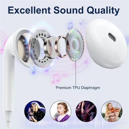 Original Headphones For Apple iPhone 16 15 14 13 11 12 Pro Max Plus In-ear Lightning 3.5MM Wired Bluetooth Earphones Accessories - Universal Market