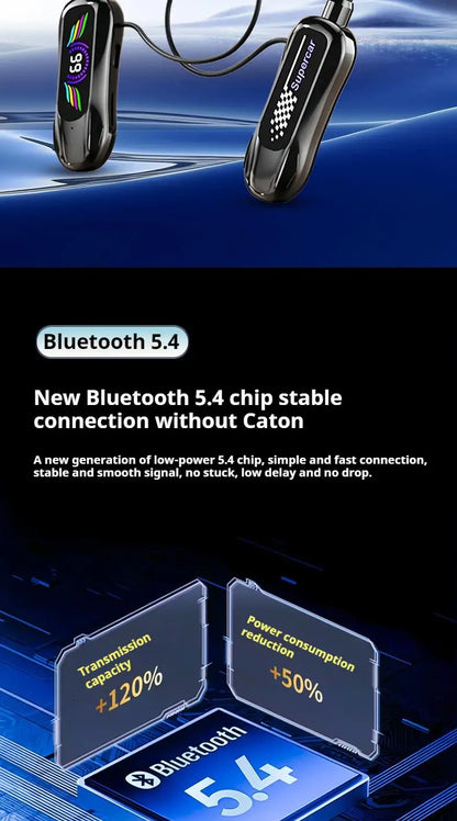 Sports Car Shape Stereo Sound Neckband LED Display Wireless Bluetooth Headphones Magnetic in-ear Headsets Sports Gamer Earphones - Universal Market