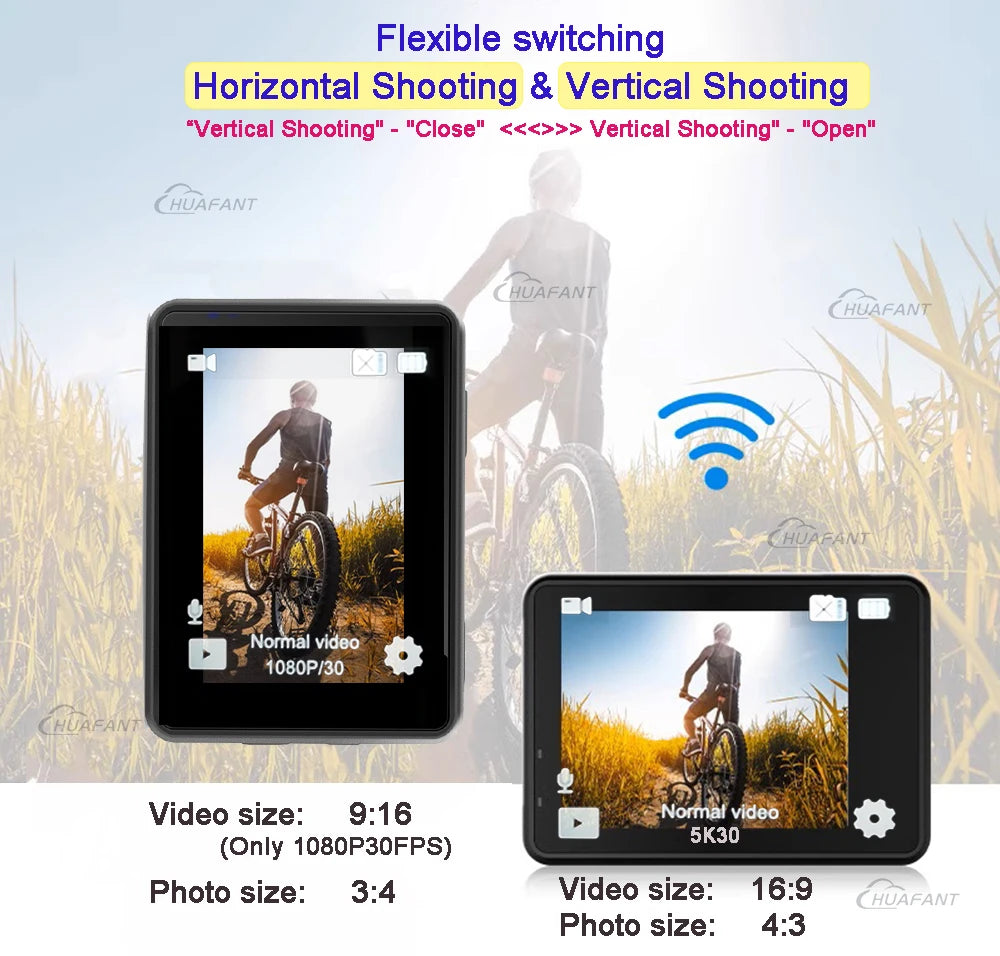 G9SE Action Camera 5K30fps 4K60fps 50MP 2.0 Touch LCD EIS DVR Webcam Dual Screen Wi-Fi 170D Waterproof 30M 5X Zoom Sports Camera