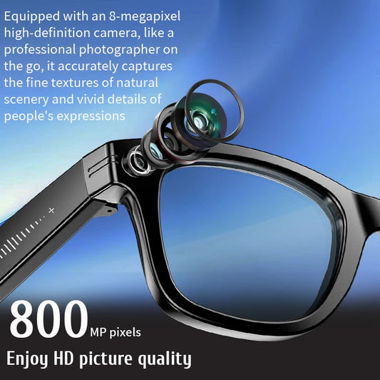 LIGE AI Smart Glasses 8MP Camera Video Recording Translator Sunglasses Men Women Bluetooth Call Music Play Color-Changing Lenses