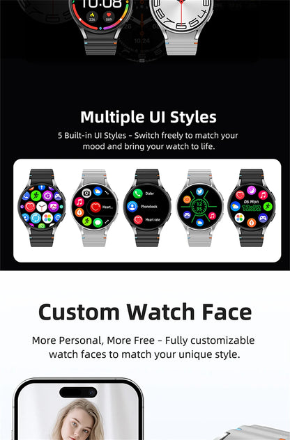 2025 New Bluetooth Call Smart Watch 7 Classic Men AMOLED HD Screen AI Voice Assistant Bluetooth Call NFC GPS Smartwatch Women