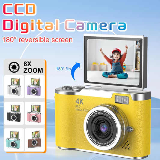 Kids Digital Camera 8X Digital Zoom Vintage Video Recorder 180° Flip Screen Compact Digital Photography Camera for Children Toys - Universal Market
