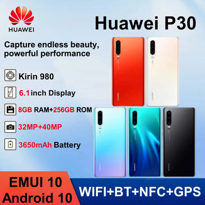 HUAWEI-P30,Smartphone Android,256GB ROM,40MP Camera,6.1 inch,4G Network Mobile phones,Dual SIM,Google Play Store,Cellphones