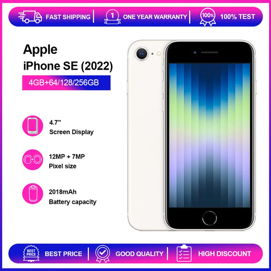 Apple iPhone SE (2022) 4GB RAM 64/128/256GB ROM Original Unlocked 4.7" Retina IPS LCD  NFC 5G Cell Phone Fast Shipping - Universal Market