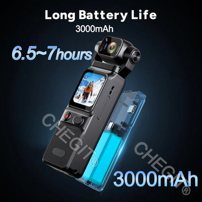 Real 4K Touchscreen Pocket Camera WIFI Outdoor DV 180°Rotatable UHD Anti-shake Bodycam Sports Action Portable Security Recorder