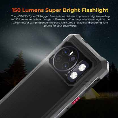 [World Premiere] HOTWAV Cyber 13 Rugged Phone 150LM Flashlight 8GB 128GB Smartphone 6.6'' HD+ 10800mAh 64MP Android 14 Cellphone