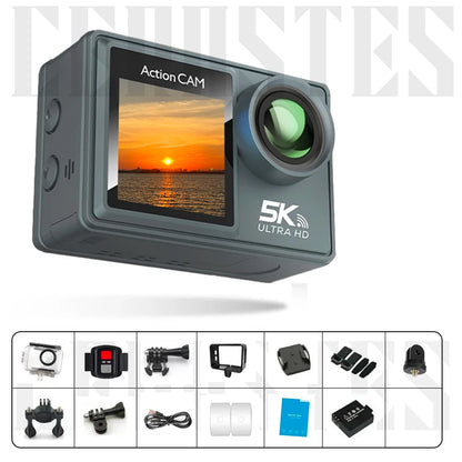 Action Camera 5K 4K 60FPS WiFi Anti-shake Dual Screen 170° Wide Angle 30m Waterproof Sport Camera with Remote Control