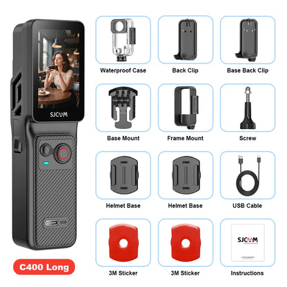 SJCAM C400 4K 30fps Dual Screen Action Camera with 90 Degree Flip Touch Screen 6 Axis Gyro Stabilization Long Battery Life - Universal Market