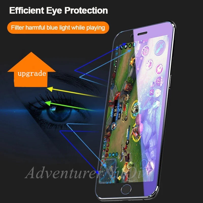 2pcs Anti Blue Ray Light Tempered glass For iPhone 17 Air 16e 16 15 14 13 12 11 Pro Max XR XS X 7 8 6 6S Plus Screen Protector