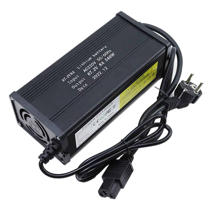 NEW 60V Lithium Battery Charger 67.2V 16S 5A 8A 10A 12A 15A 20A High-power Smart Band Display Rapid Charging Metal Shell