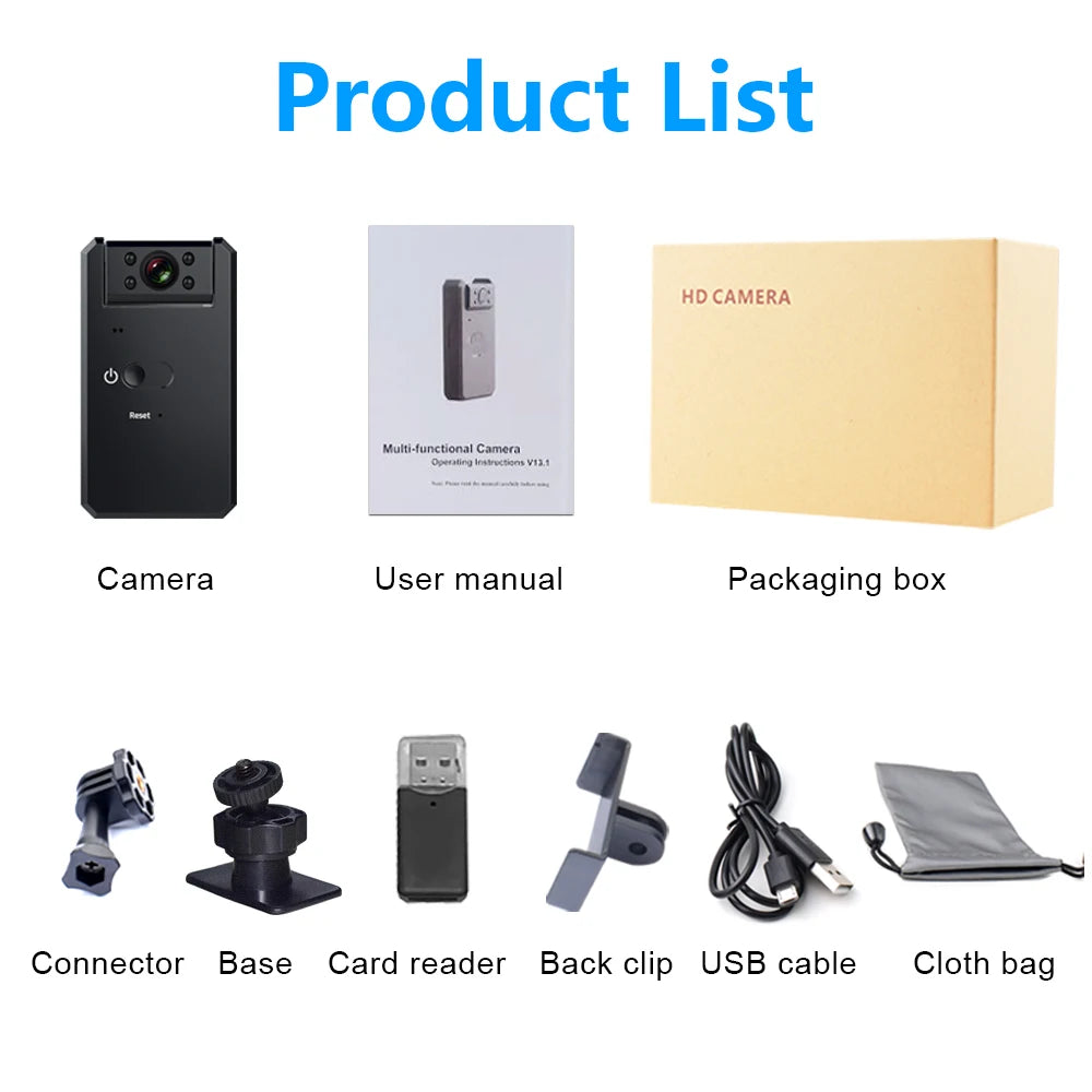 MD90-1 Mini Camcorder 1080P Body Camera Night Vision Sport Outdoor DV Voice Video Recorder Action Cam - Universal Market