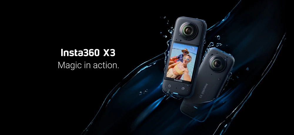 Insta360 X3 - Waterproof 360 Action Camera with 1/2" 48MP Sensors, 5.7K 360 Active HDR Video, 72MP 360 Photo, 4K Single-Lens