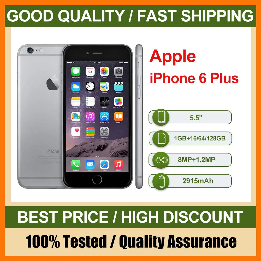 Original Used Apple iPhone 6 Plus Unlocked Mobile Phone Face ID 5.5" 16/64/128GB ROM 8MP IOS NFC Camera 	Dual-core  Smartphones - Universal Market