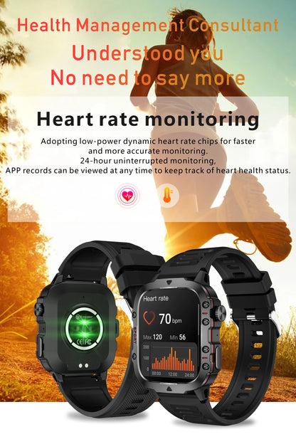 2025 Outdoor Smart Watch Men 2.01" Screen 3ATM Waterproof Watches Bluetooth Call Ai Voice Sport Smartwatch For Android IOS Phone