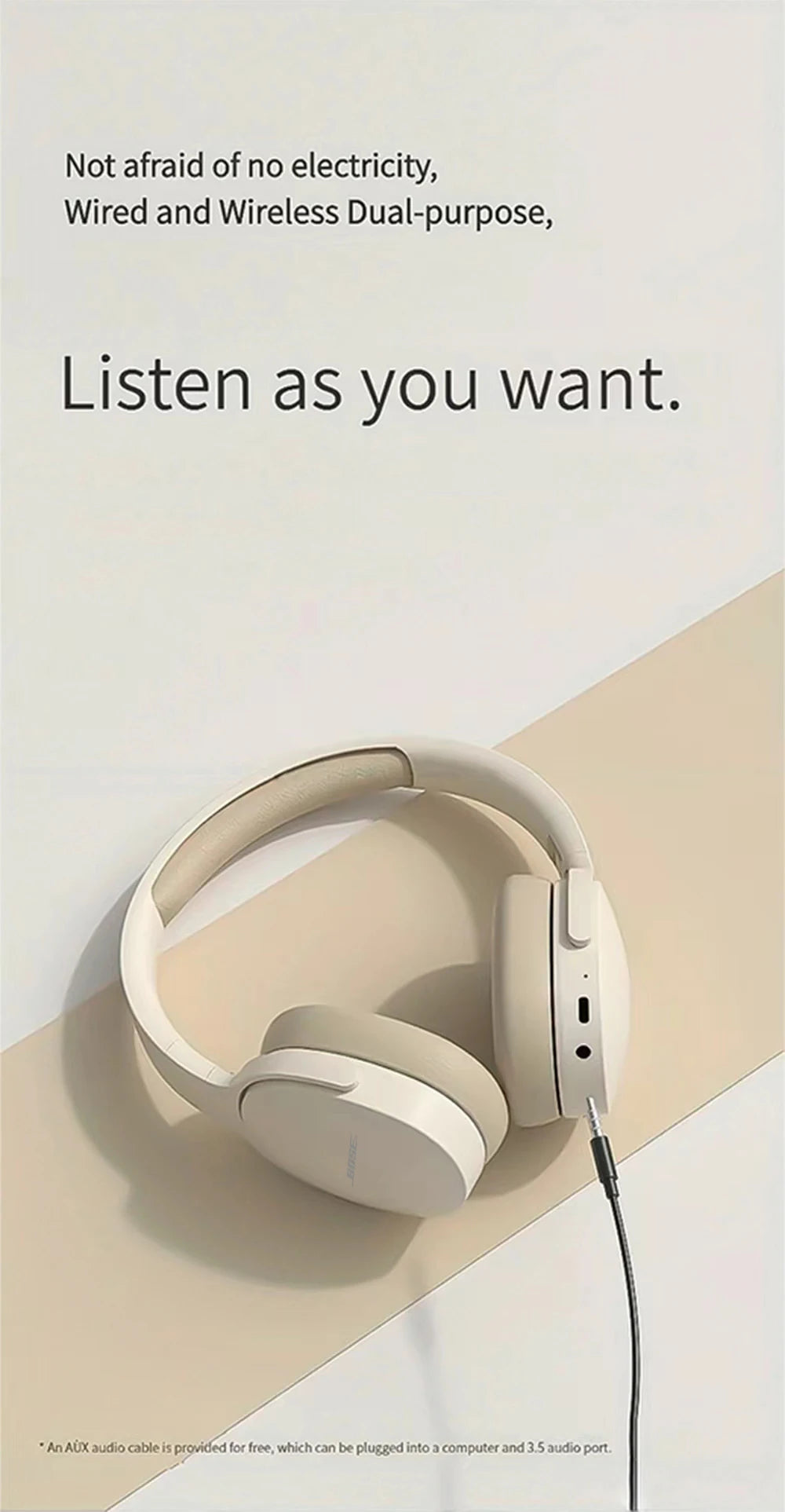 Bosebye Headphones P2961 Wireless Bluetooth 5.3 Original Earphone Stereo HIFI Headset Game Earbuds With Mic For Samsung iPhone - Universal Market