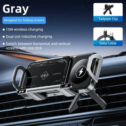 Wireless Car Charger Mount Holder for Samsung Galaxy Z Fold 7 6 5 4 3 2 Fast Charging Phone Holder for iPhone 17 16 15