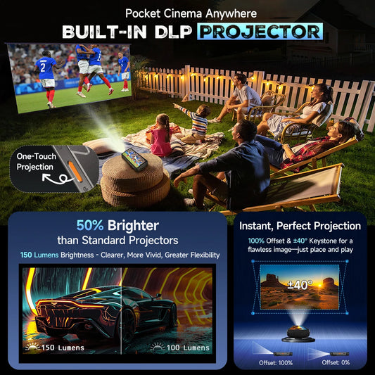 Ulefone Armor 34 Pro 5G AI 25500mAh Rugged Phone Smartphone Android 15 32GB+512GB Built-in DLP Projector 6.95" NFC Mobile Phone