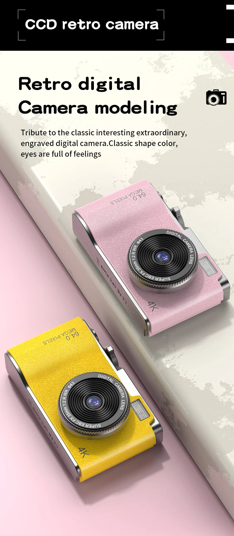 Kid Digital Camera for Children Camcorder Rechargeable Cameras Vlogging Camera 2.4" Rechargeable for Kid Beginner Photography - Universal Market