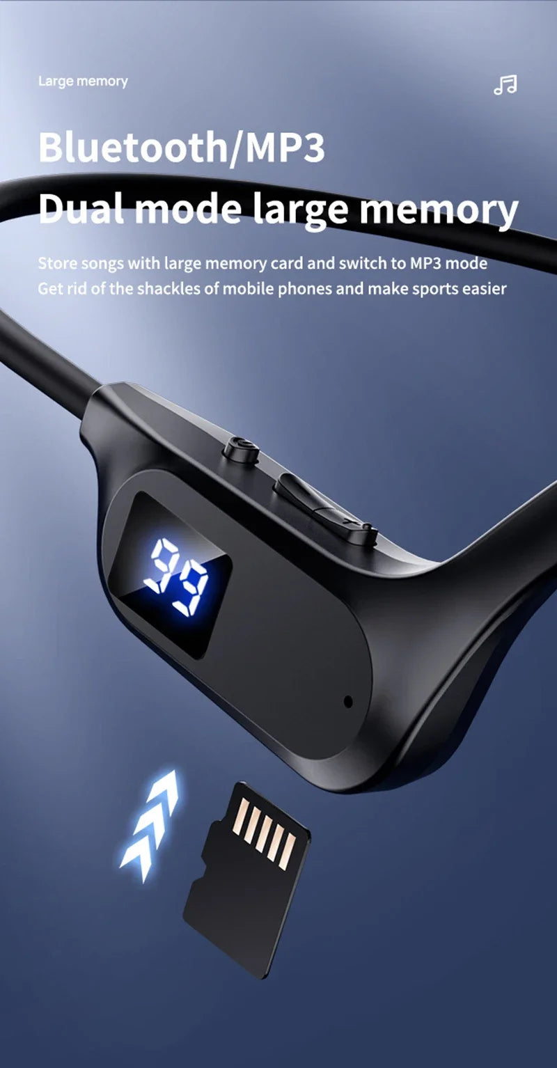 Xiaomi X7 Wireless Bone Conduction Earphone Sport Bluetooth Compatible Memory Card Digital Display With Mic For Sports Earbuds - Universal Market