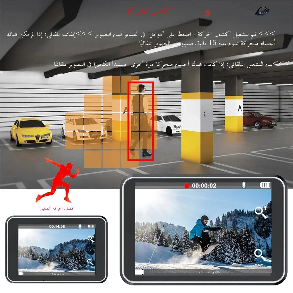 Action Camera F6W Wireless Mic 5K 4K60FPS 48MP 2.2" Touch LCD EIS Dual Screen Wi-Fi 170D Waterproof 30M 8X Zoom Sports Camera