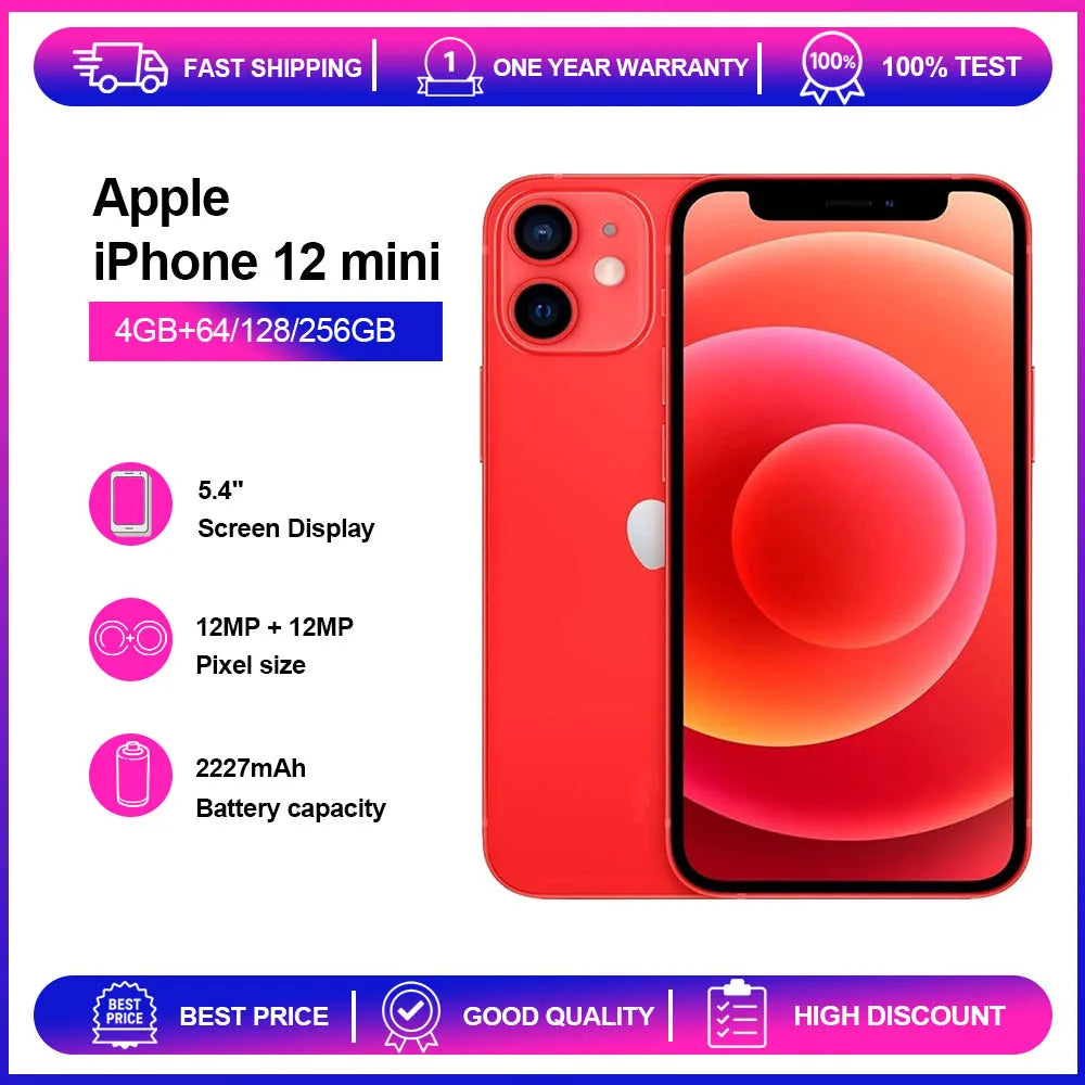 Apple iPhone 12mini 4GB RAM 64/128/256GB ROM Original Unlocked 5.4" Super Retina XDR OLED Face ID NFC 5G CellPhone Fast Shipping - Universal Market
