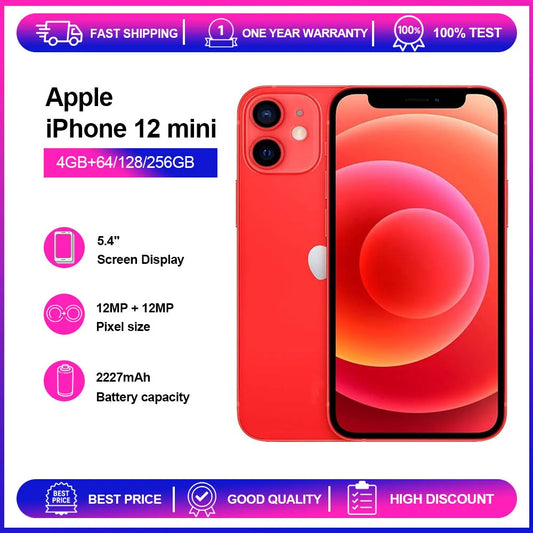 Apple iPhone 12mini 4GB RAM 64/128/256GB ROM Original Unlocked 5.4" Super Retina XDR OLED Face ID NFC 5G CellPhone Fast Shipping - Universal Market