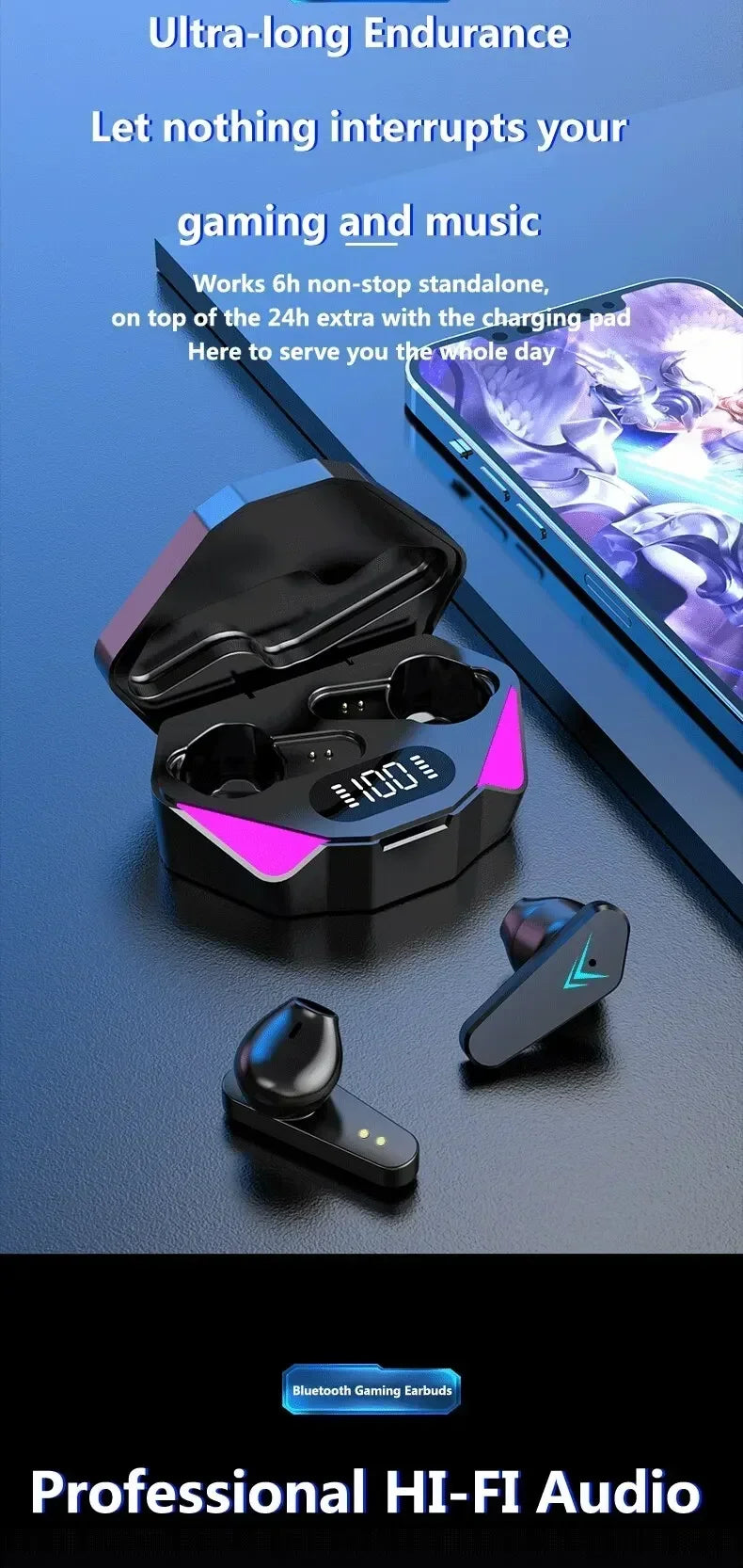 X15 TWS Gaming Earbuds Wireless Bluetooth Earphones With Mic Bass Audio Sound Positioning 9D Stereo Music HiFi Headset For Gamer - Universal Market