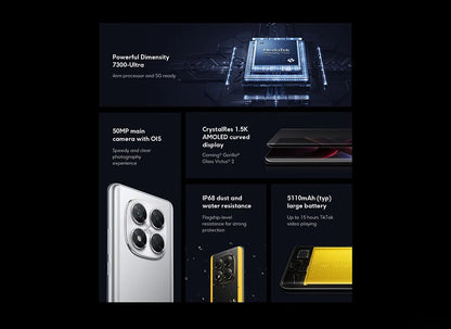 POCO X7 Global Version Cellphone 256GB 512GB Dimensity 7300-Ultra 6.67" 1.5K AMOLED Curved Display 45W Turbo Charging NFC IP68