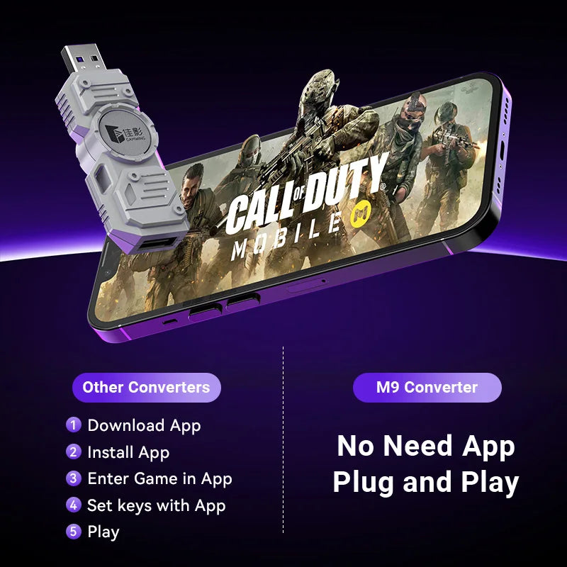Gamwing M9 Mobile Game Converter - Universal Android iOS Gaming Adapter for Call of Duty Mobile