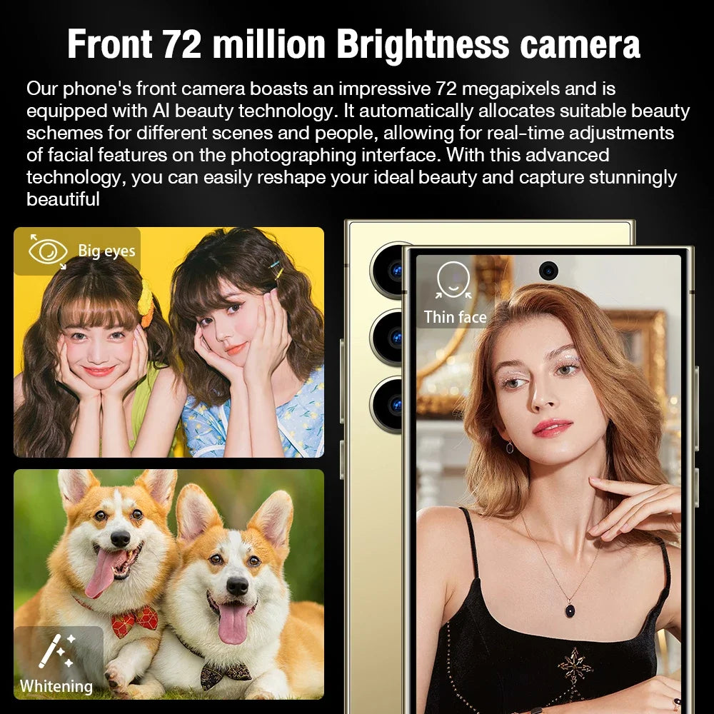 Global Edition  2026 HOT S26 Ultra NEW 7.3HD Original Smart Dual Card 7800mAh Battery Facial Recognition Function