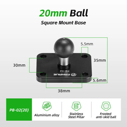 FANAUE 1 Inch Ball Adapter Aluminum alloy 25/20/17mm Diamond Ball Base, Square Ball Base Compatible with RAM Mounts Arm