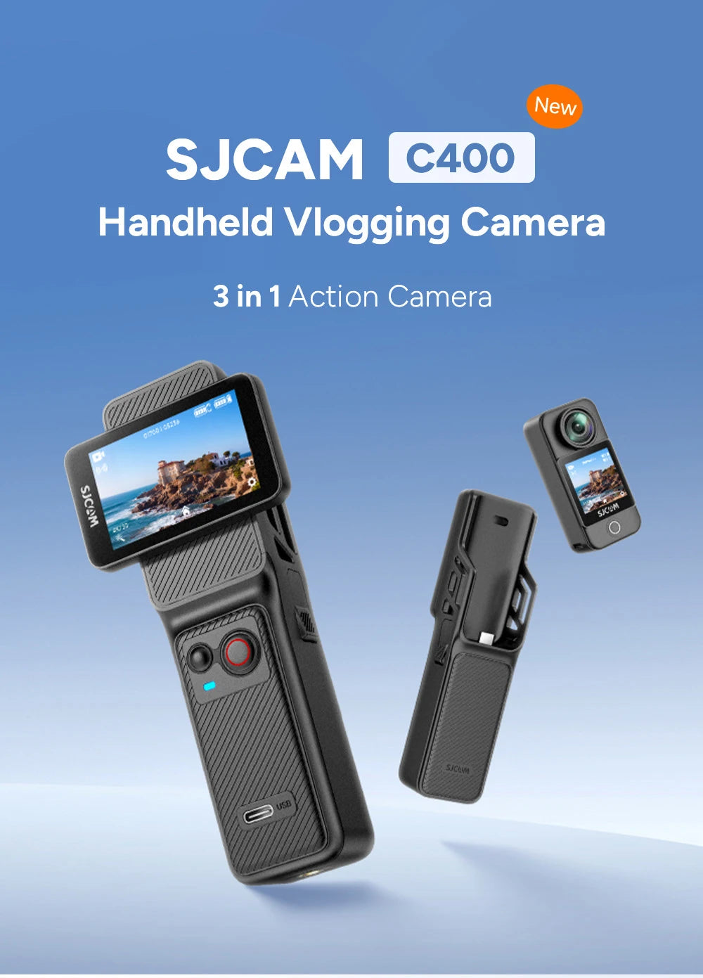 SJCAM C400 4K 30fps Dual Screen Action Camera with 90 Degree Flip Touch Screen 6 Axis Gyro Stabilization Long Battery Life - Universal Market