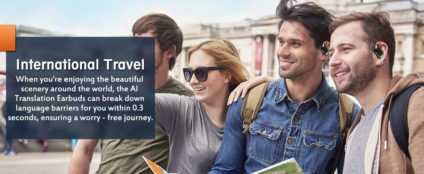 AI Translator Clip-on Headphones 144 Languages Real Time Two-Way Translation Earphones Stereo Sound Wireless Bluetooth Headsets - Universal Market